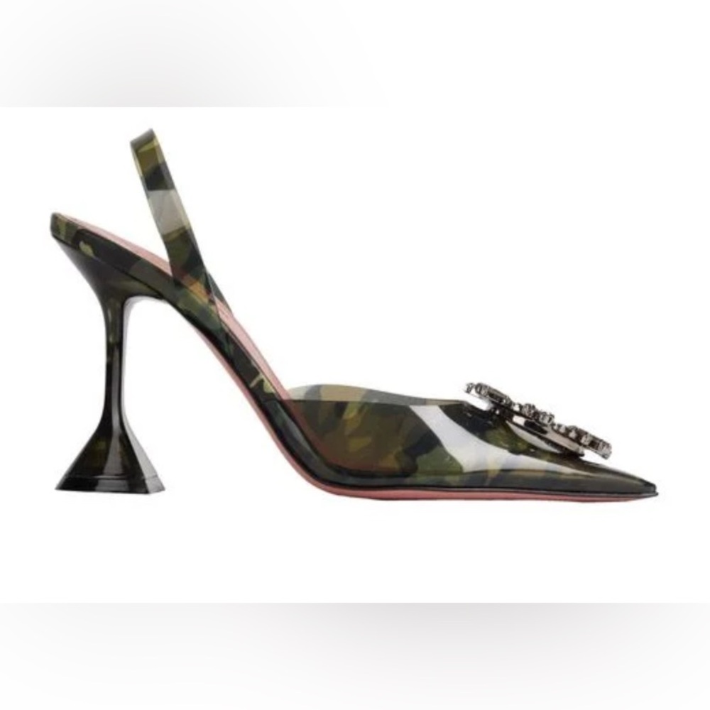 AMINA MUADDI Women's Metallic Military Pumps Plastic.  $1295. Size 12. Nieman